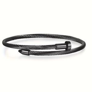 Sleek Black Nail Style Bracelet Stainless Steel Women’s Men’s Unisex NWT